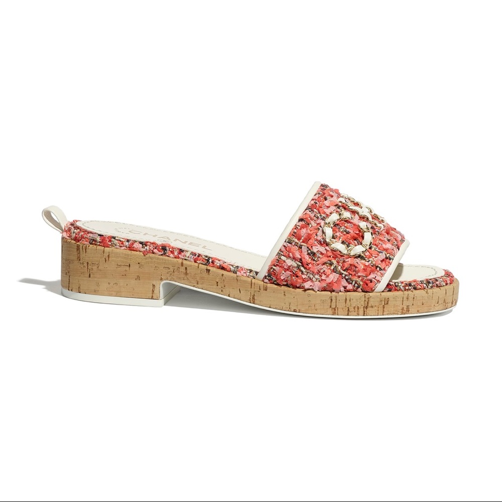 Chanel 21C tweed cork coral sandals - Picture 6 of 6